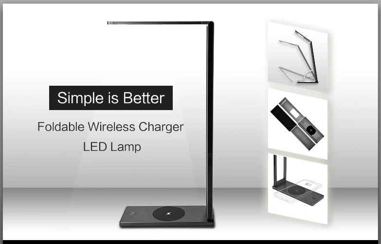 LED Table Lamp Foldable with Wireless Charger 6000K White Light 3 Brightness Modes Desk Light
