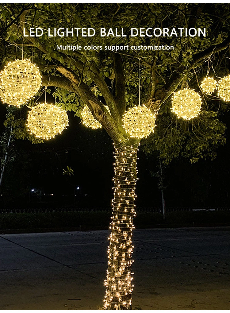 New Styles Ball Binding Lamp LED Splittable Plastic Hanging Ball Lamp Light for Christmas Outdoor Tree Decoration Small Hanging Christmas Ball Motif Lights