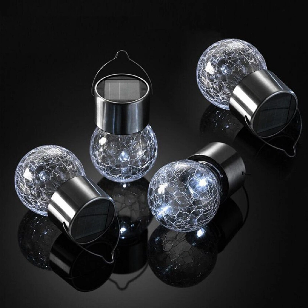 Waterproof Handle and Clip Solar Powered Cracked Glass Ball Hanging Lights Wyz18067