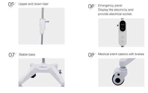 Zenva Brand Standing LED Surgical Lamp Mobile Examination Light for Dental Use