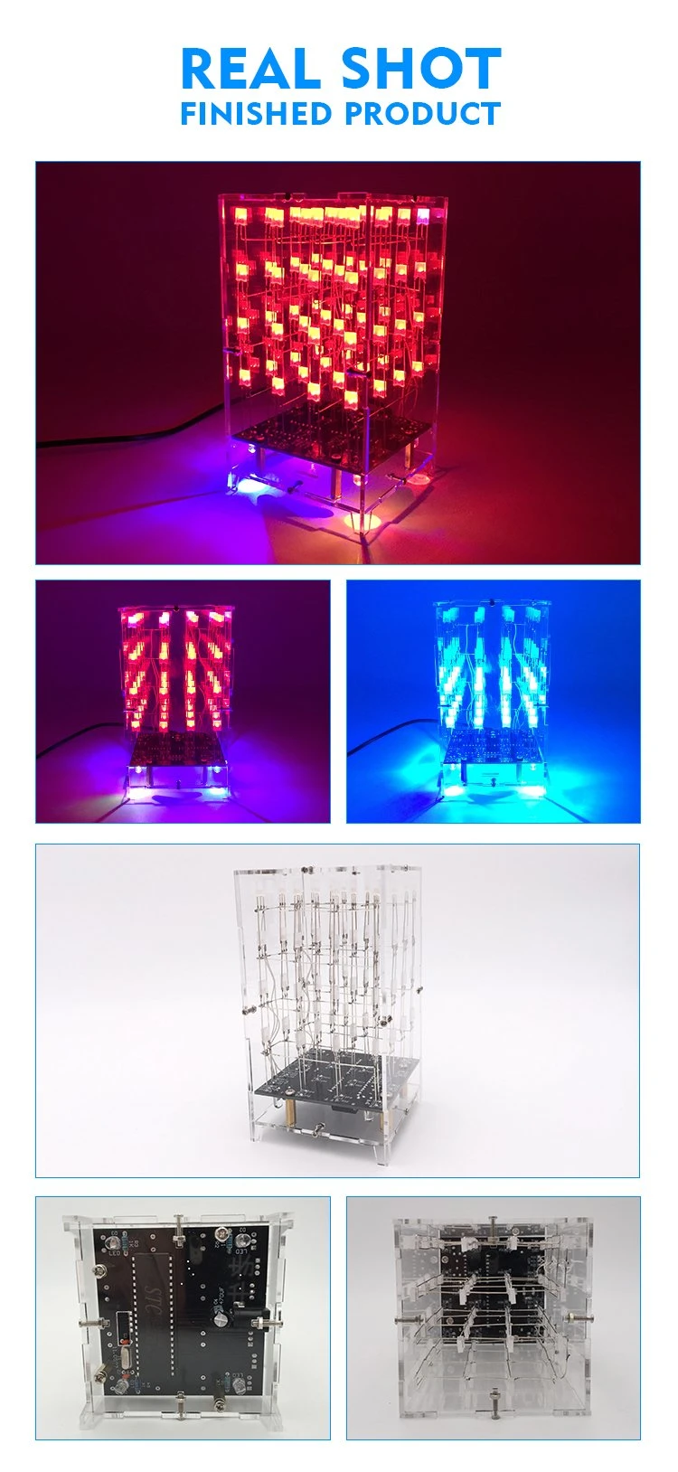 Spectrum 444 Double Color Light Cube Single Chip Microcomputer DIY Kit Electronic DIY Production Fog LED Light Parts Kit