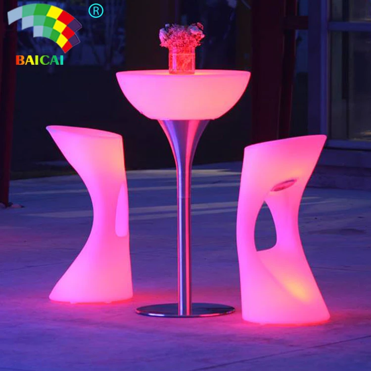 Night Club Furniture KTV Furniture Outdoor Furniture Round LED Glow Top Poseur Bar Table