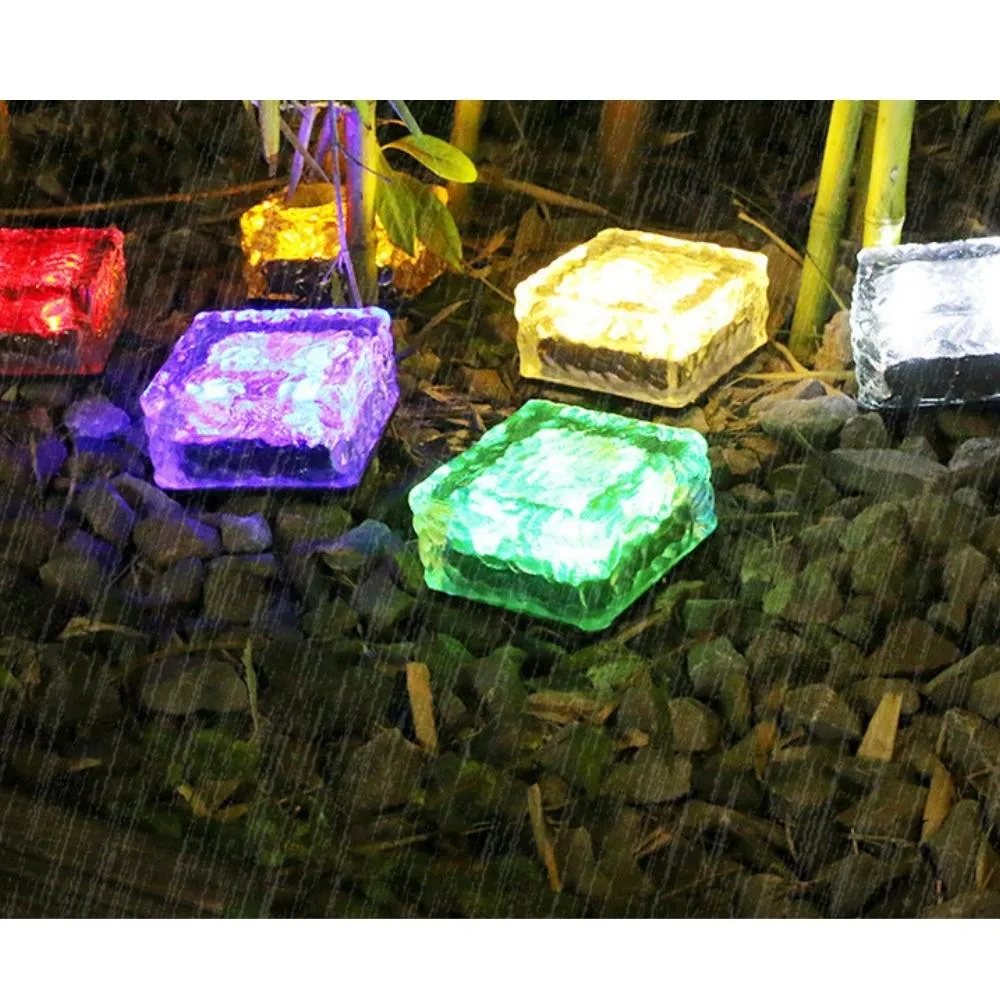 Solar Power Ice Cube Brick Stair Step Light Colorful LED Floating Waterproof Wyz21998