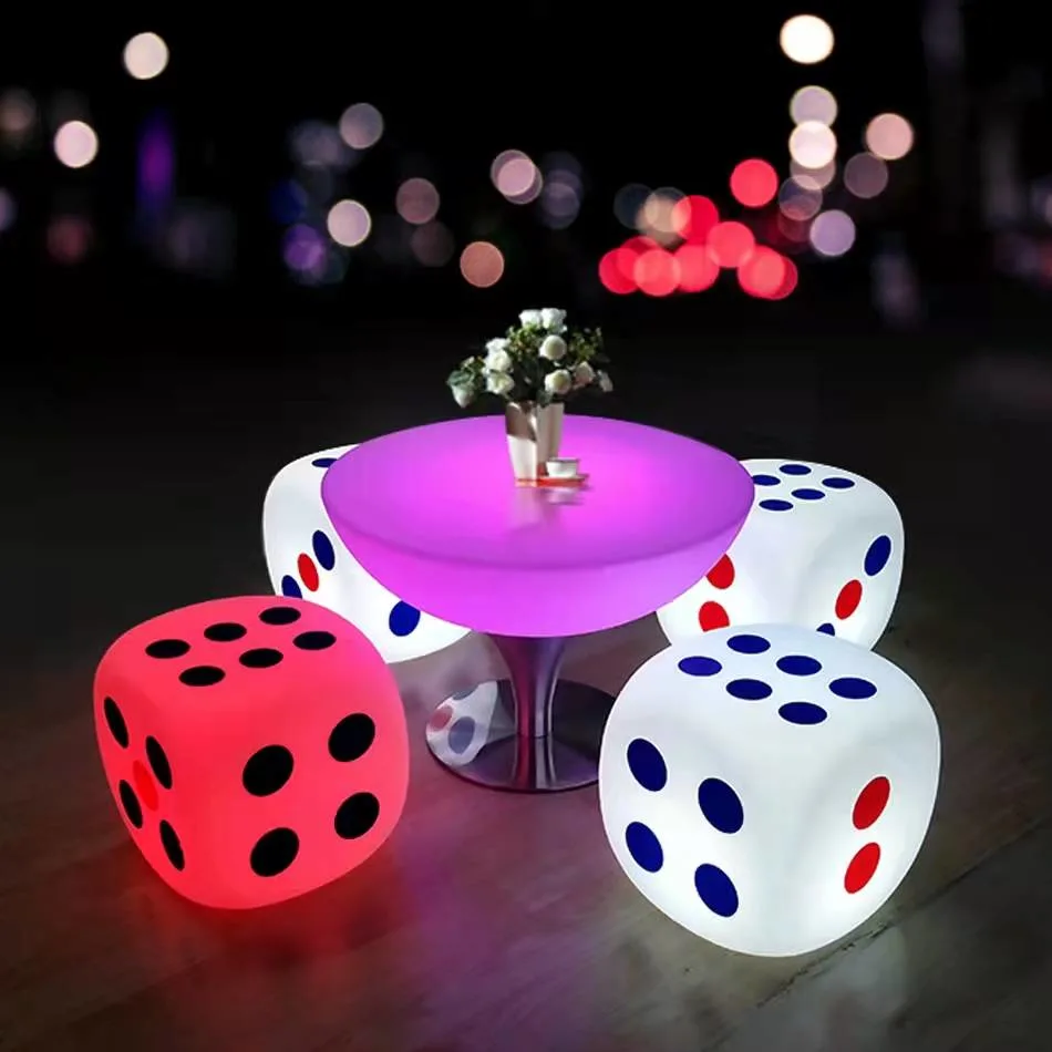 15cm to 40cm Night Light Waterproof RGB Night Club Party USB Charge LED Table Light Luminous Dice Cube