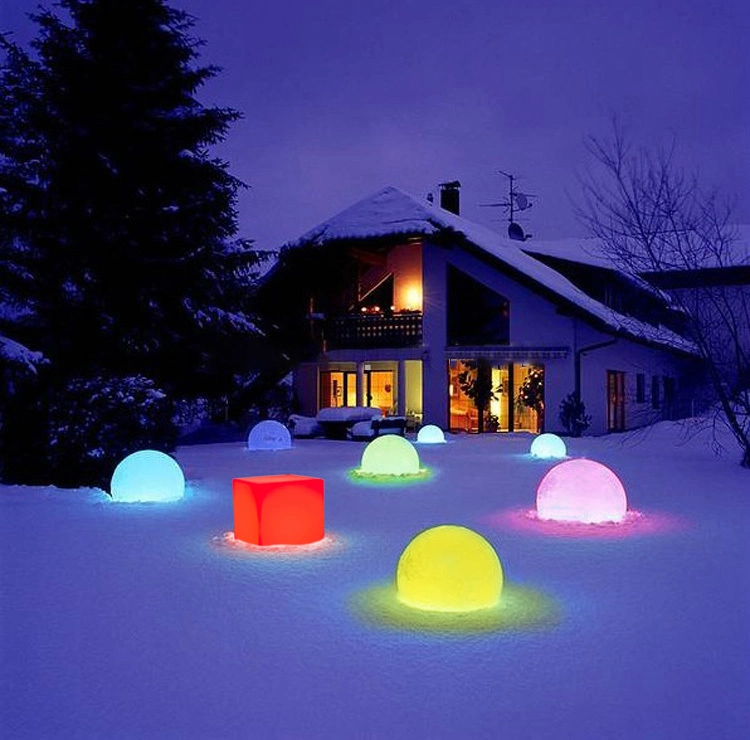 Plastic Snow Ball Cube LED Light Ball for Christmas Decorative