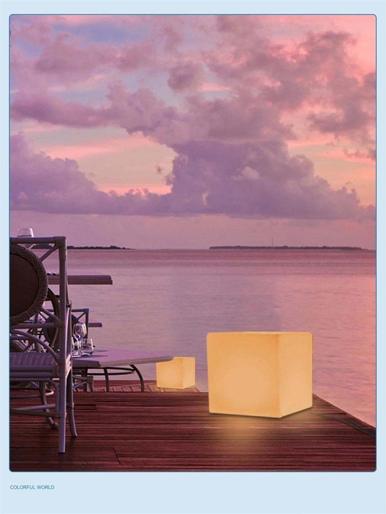 Cube Remote Control Charging Square Chair Lamp PE Fashion Creative Home Furniture Bar LED Luminous Square Stool