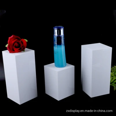 Customized Hollow White Acrylic 6 Sided Display Cube Plexi Perfume Displays