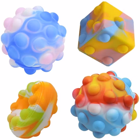 Stress Relief Fingertip Spinner Amazon Hot Sale Silicone Pop It Toy Colorful LED Octagonal 3D Fidget Ball