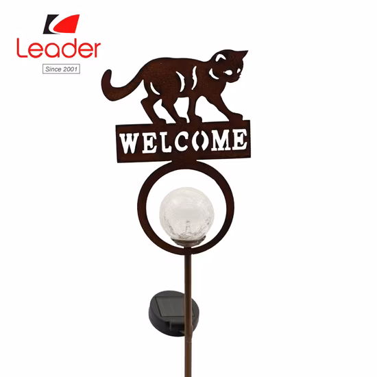 Solar Lights Outdoor Iron Crackle Glass Ball Moon Solar Outdoor Light Crescent Warm Waterproof Solar Stake Lights