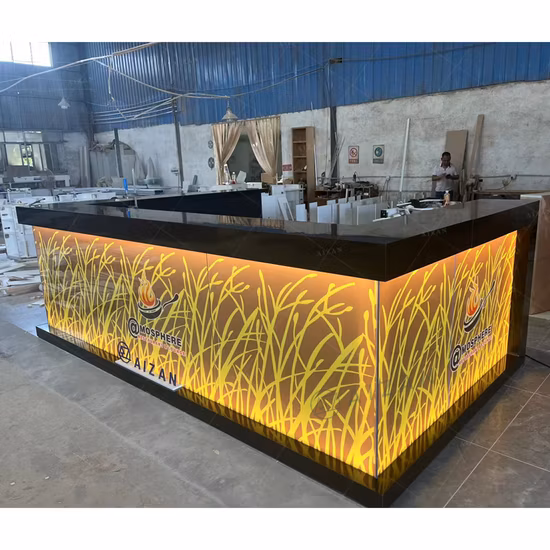 LED Light Green Gemstone Onyx Bar Counter for Hotel Restaurant Night Club Bar Table